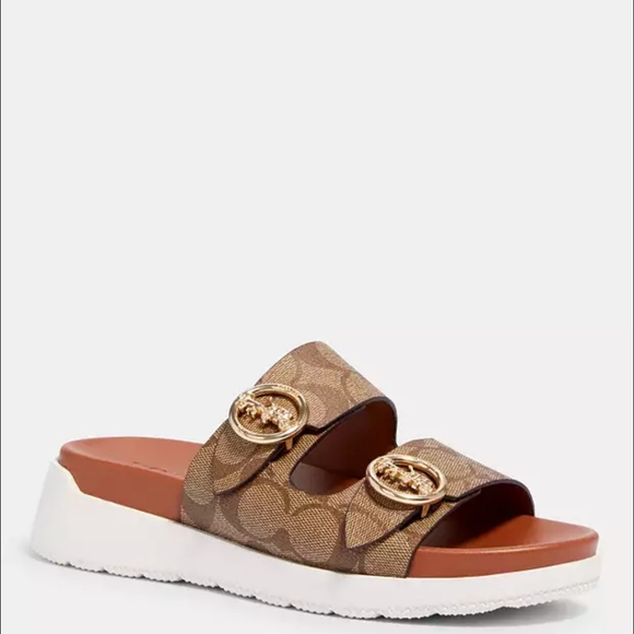 Coach Women's Tan and Gold Sandals - Picture 1 of 5